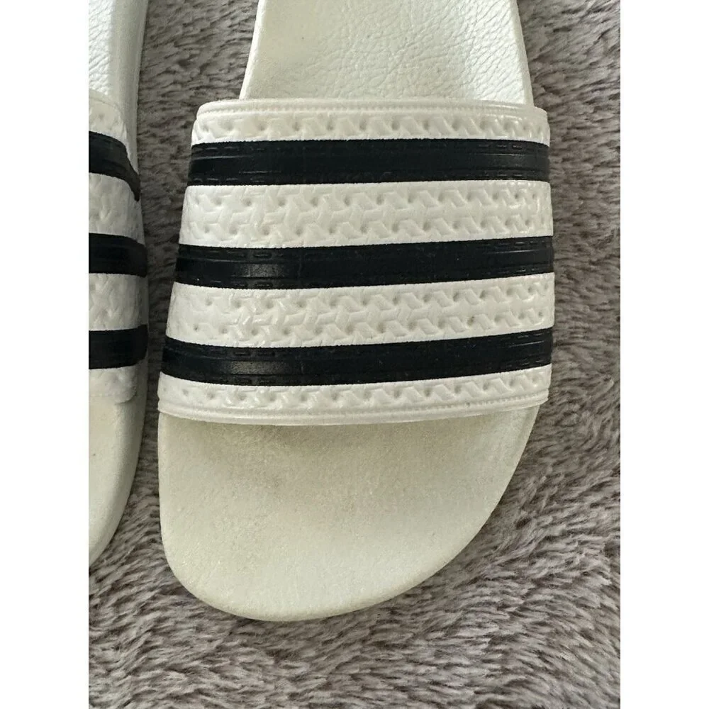 Adidas Adilette Mens Sport Sandals Slides Flip Flops Size 4 White Black 280648